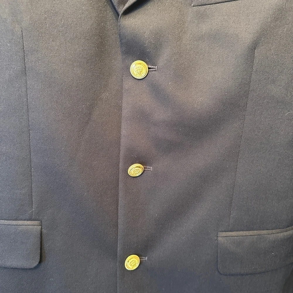 NWT J. Crew Men's‎ Size 40L Gold Button Blazer Black 100% Wool Style 63737